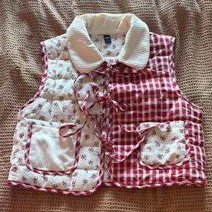 Cider Red and White Patchwork Vest